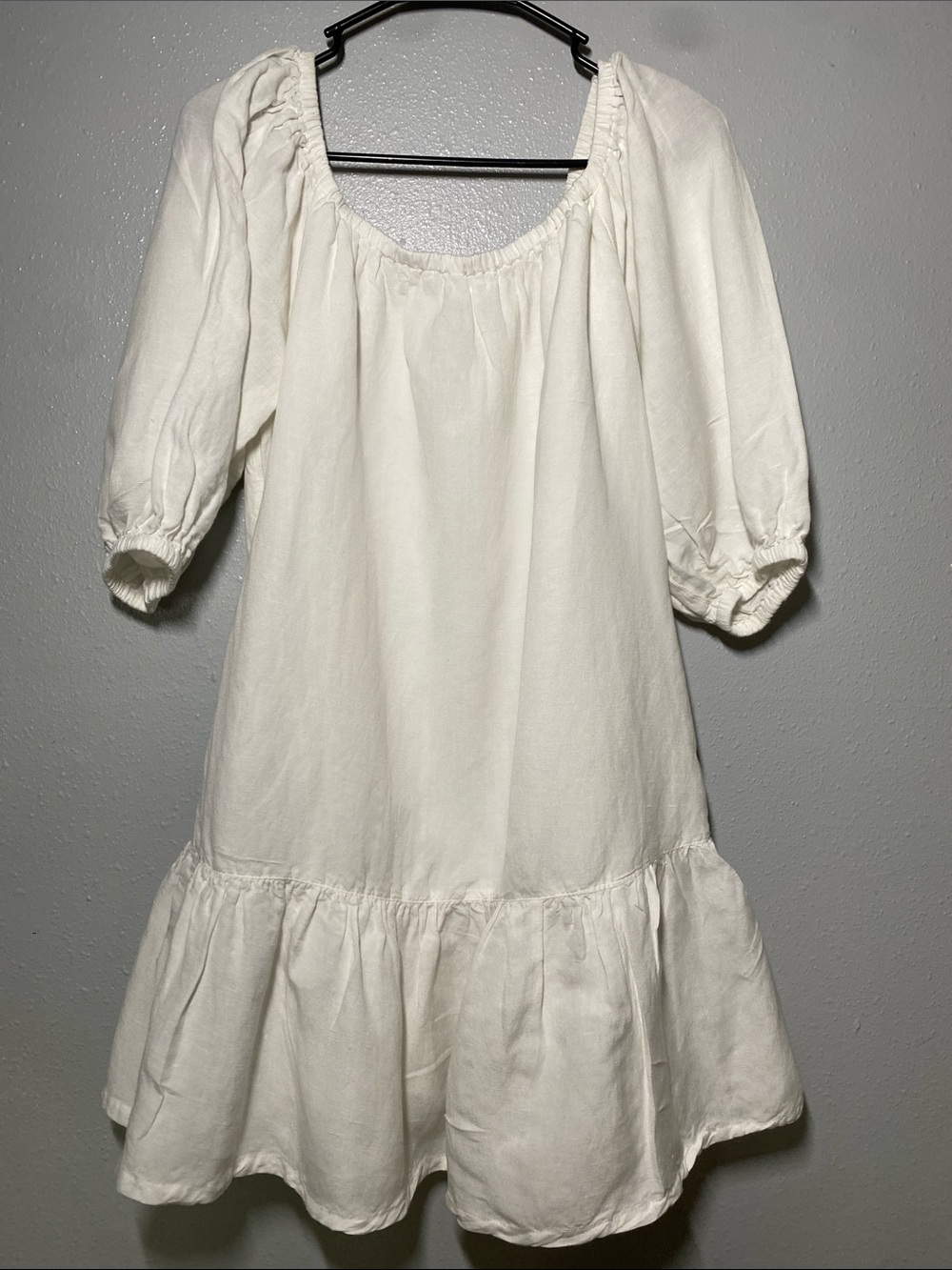 Tommy Bahama Linen Peasant Dress with Ruffle Hem